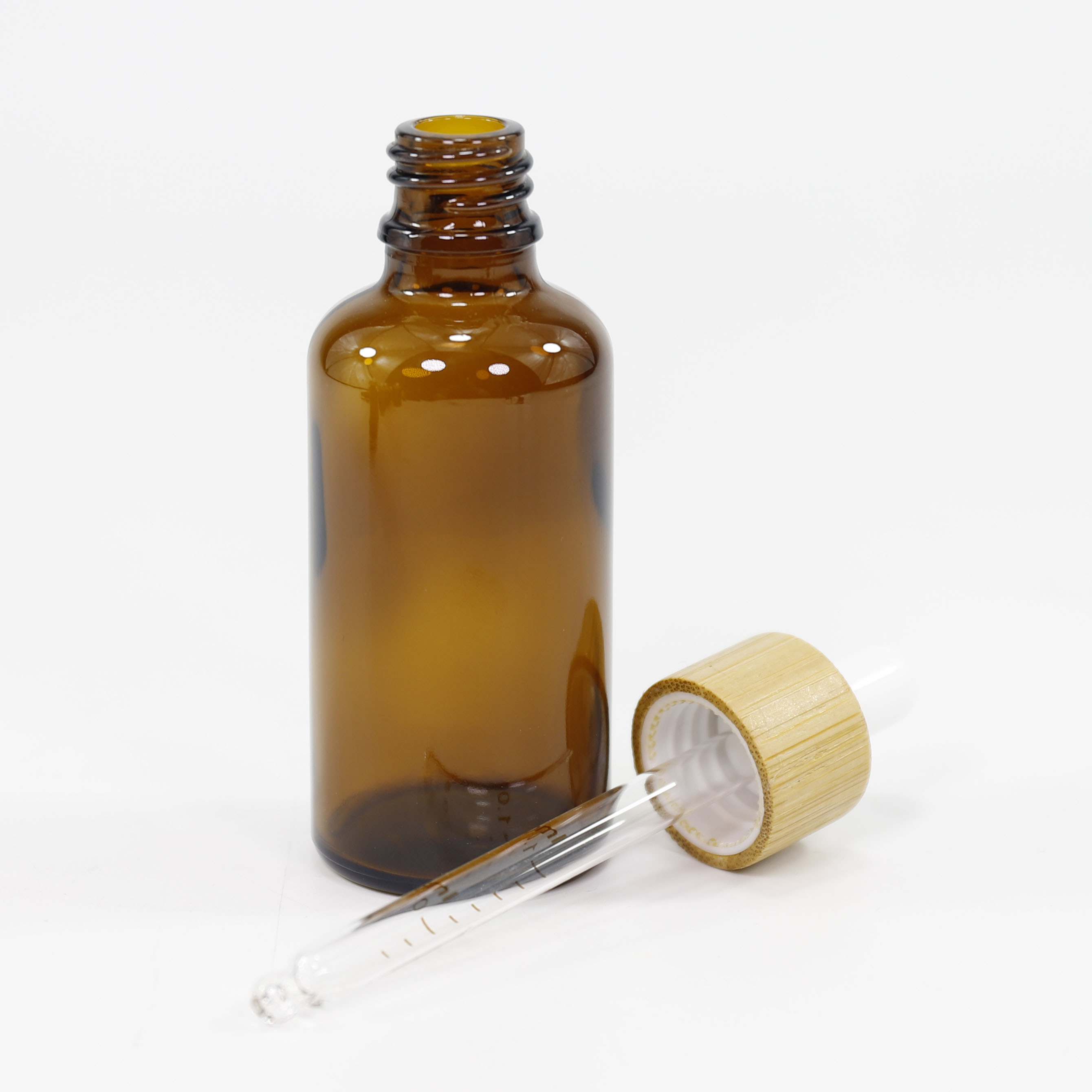 30ml 50ml 100ml Aamber Essential Oil Dropper Bottle with Bamboo Dropper cap