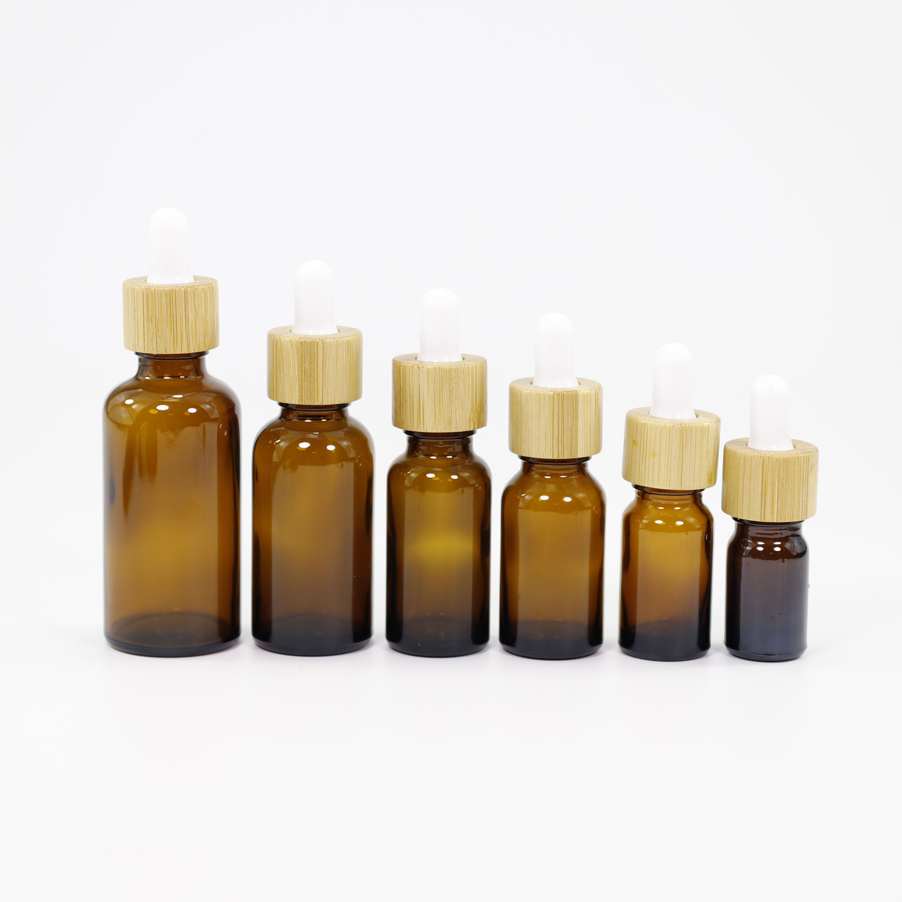 30ml 50ml 100ml Aamber Essential Oil Dropper Bottle with Bamboo Dropper cap