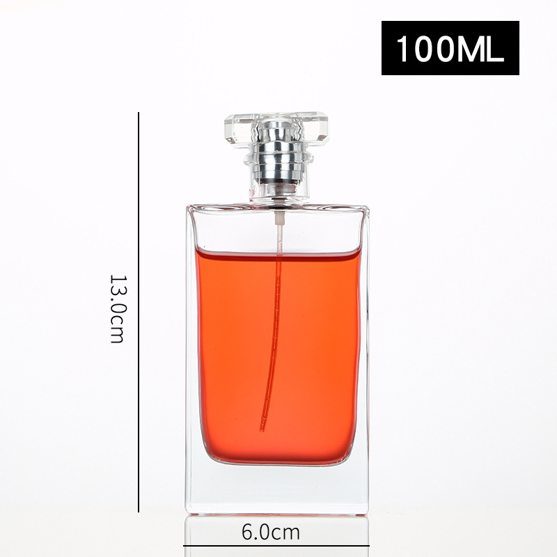 30ml 50ml 100ml Clear Glass Square Crimp mist sprayer Perfume bottle with bayonet cap finish