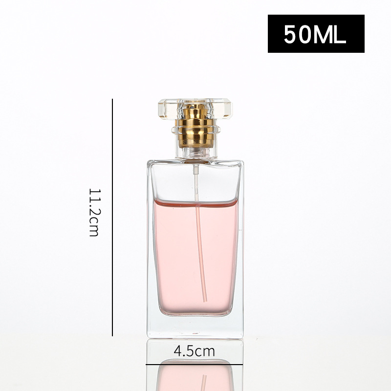 30ml 50ml 100ml Clear Glass Square Crimp mist sprayer Perfume bottle with bayonet cap finish