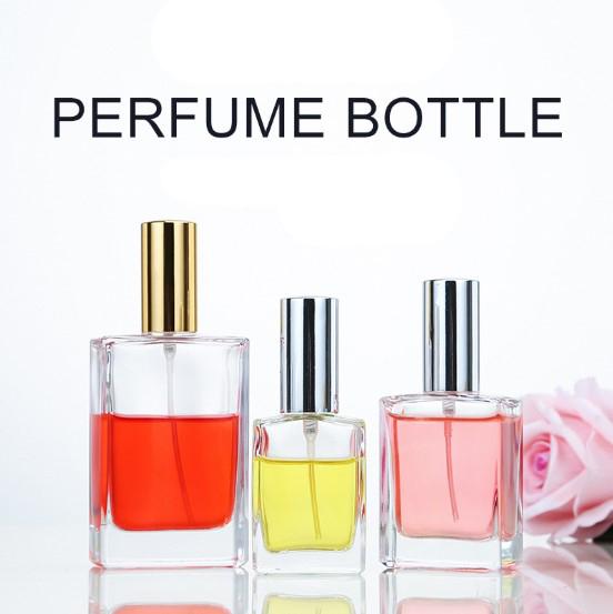 30ml 50ml 100ml Empty Glass Perfume Bottle Square Transparent Spray Glass Bottle