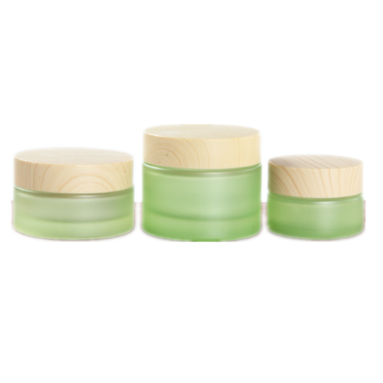 30ml 50ml 100ml Environmental empty bamboo lid glass cream jar / Cosmetic frosted glass container and wooden lids
