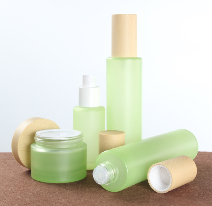 30ml 50ml 100ml Environmental empty bamboo lid glass cream jar / Cosmetic frosted glass container and wooden lids