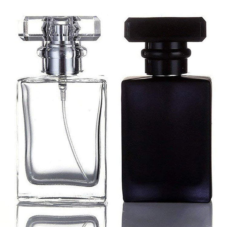 30ml 50ml 100ml Flint Luxury Square Glass Perfume bottle with Spray Applicator Portable Cologne Atomizer (Transparen and Black)