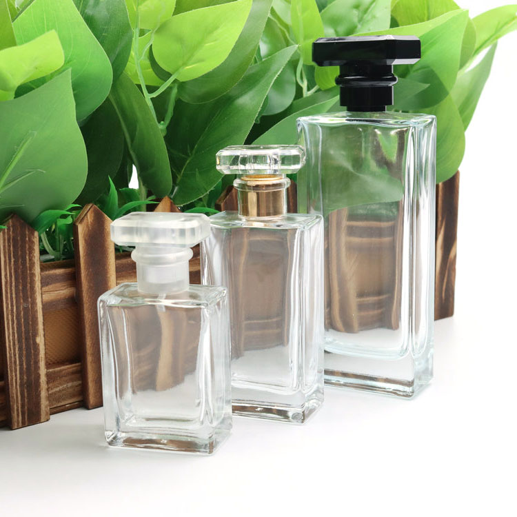 30ml 50ml 100ml Flint Luxury Square Glass Perfume bottle with Spray Applicator Portable Cologne Atomizer (Transparen and Black)
