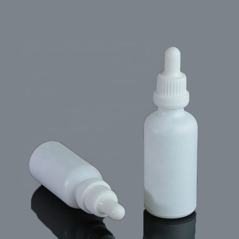 30ml 50ml 100ml Frost white attar oil glass dropper bottle with tamper evident cap (GRW04)