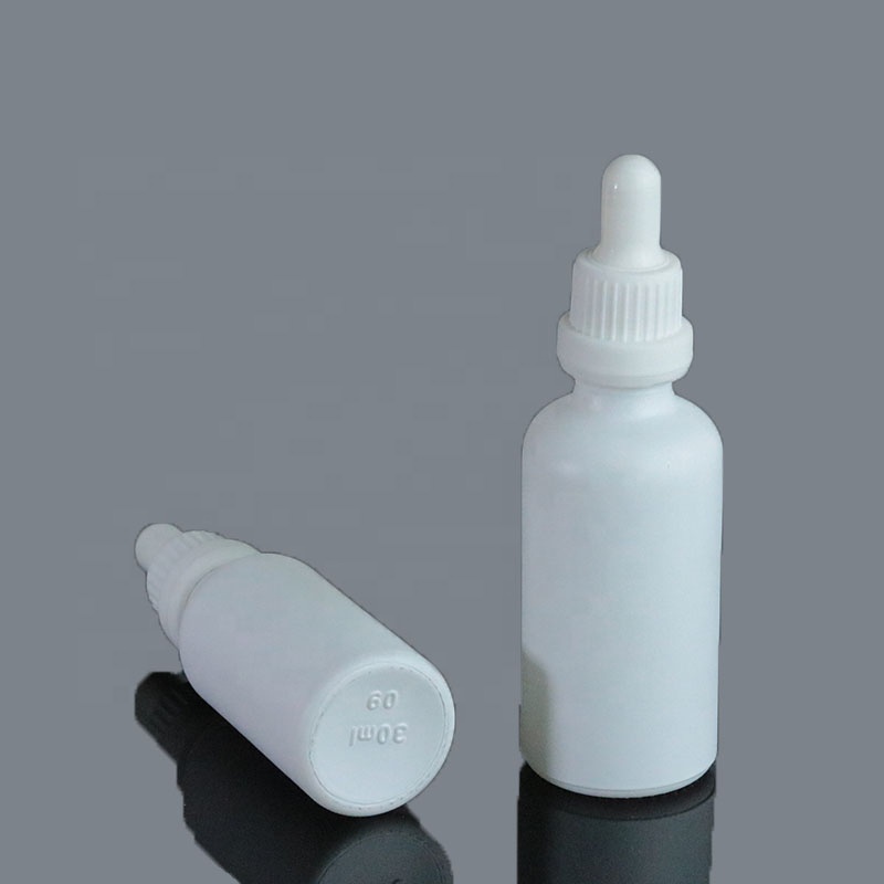 30ml 50ml 100ml Frost white attar oil glass dropper bottle with tamper evident cap (GRW04)