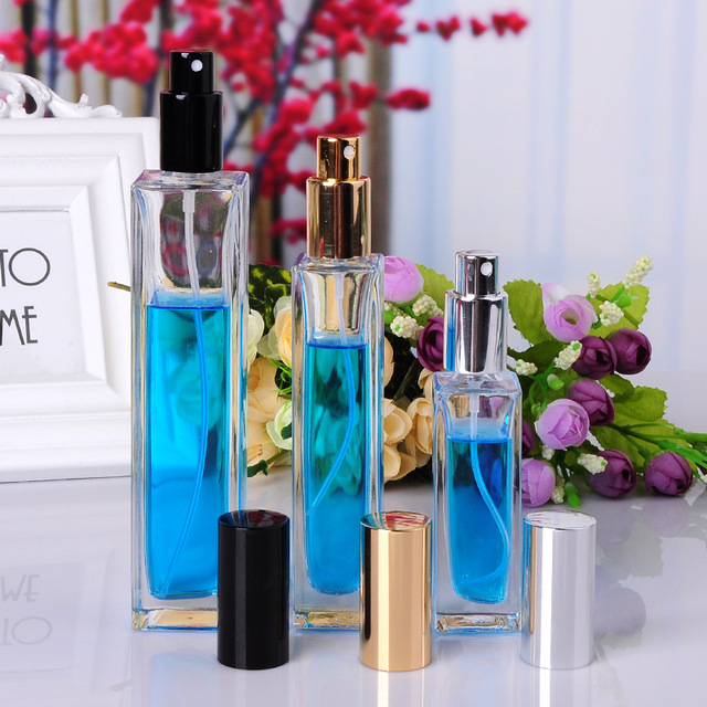 30ml/50ml/100ml High-grade transparent square glass perfume bottle fine mist spray empty cosmetics bottle