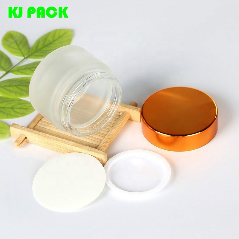 30ml 50ml 100ml Hot selling custom logo gold clear cosmetic cream glass jar container in stock