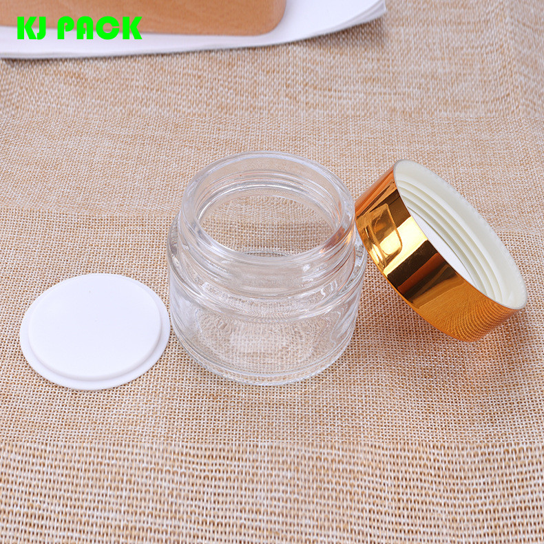 30ml 50ml 100ml Hot selling custom logo gold clear cosmetic cream glass jar container in stock
