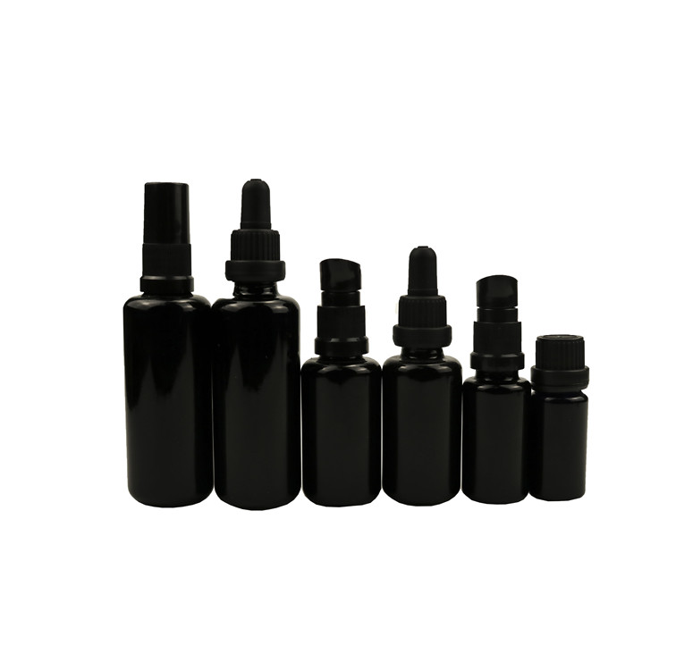 30ml 50ml 100ml Optical Violet Glass Jar With Black Lid uv protection Glass Cream Jar