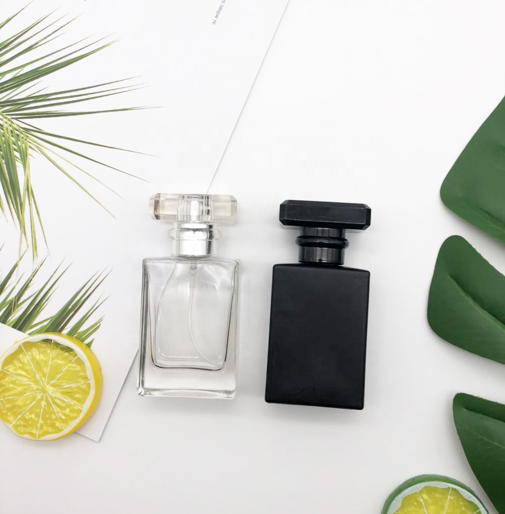 30ml 50ml 100ml Small Empty Bulk Crimp Premium Perfume Atomizer Black Clear Glass Bottle