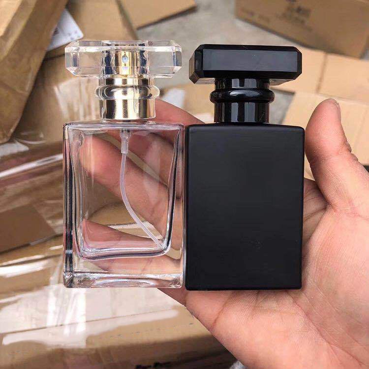 30ml /50ml /100ml /Square Empty Clear Perfume Glass Bottle spray perfume bottle with Square Crystal Cap