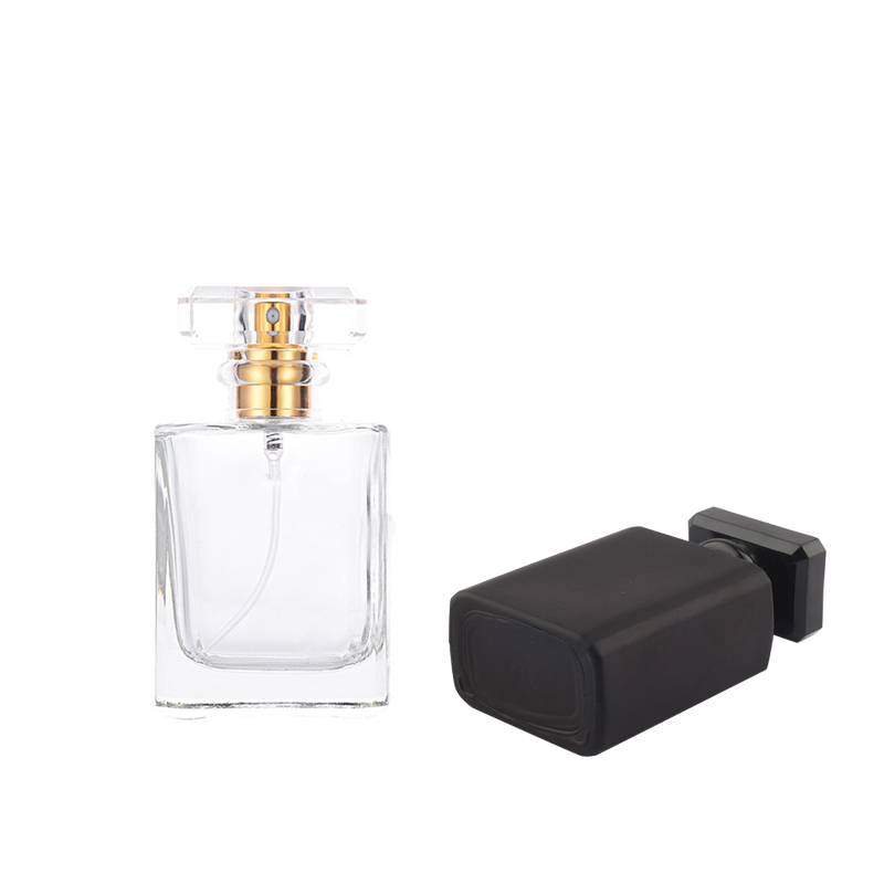 30ml /50ml /100ml /Square Empty Clear Perfume Glass Bottle spray perfume bottle with Square Crystal Cap