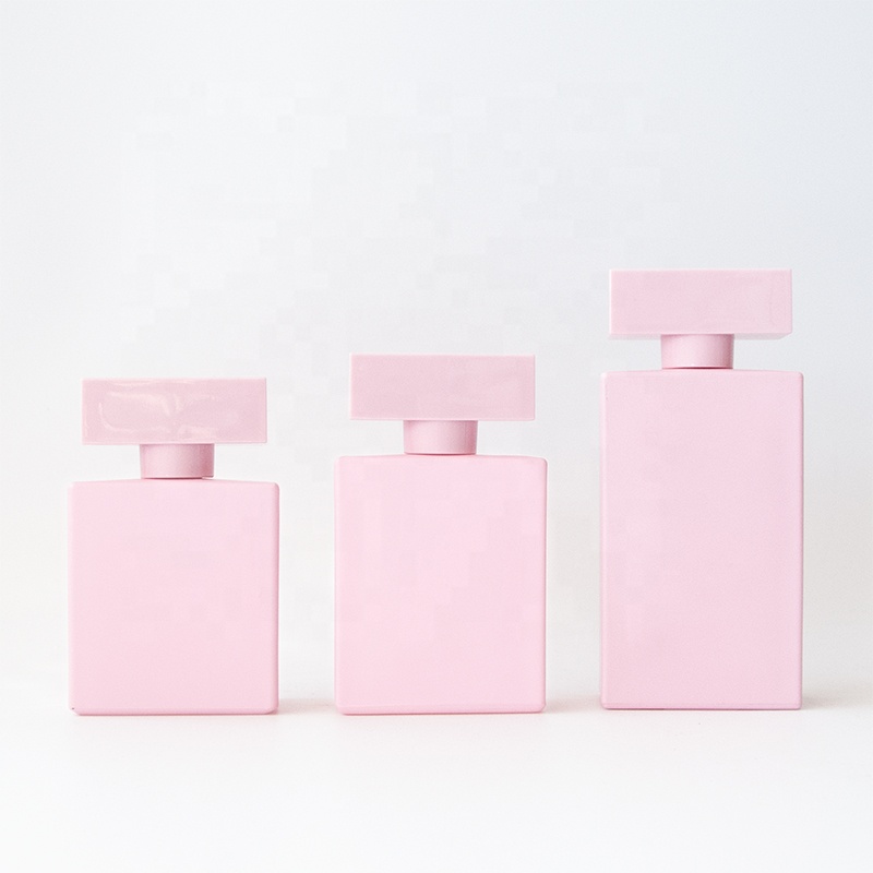 30ml / 50ml / 100ml Square Glass Perfume Bottles Spray Pink Perfume Bottle Wholesale