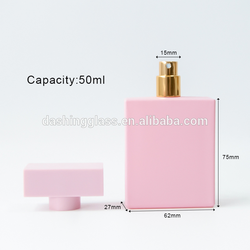 30ml / 50ml / 100ml Square Glass Perfume Bottles Spray Pink Perfume Bottle Wholesale