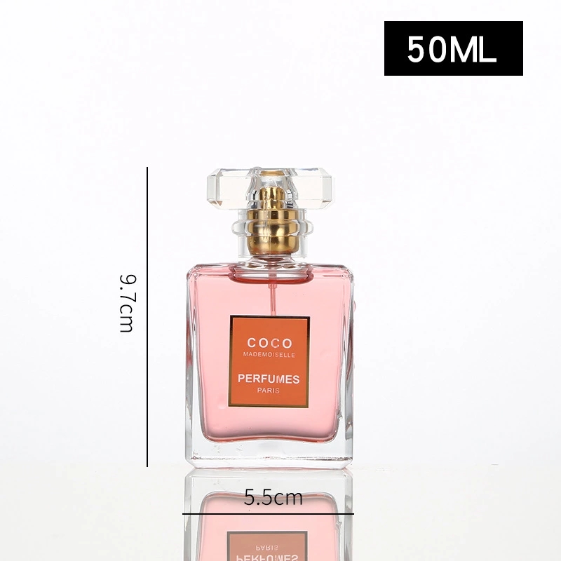 30ml /50ml /100ml /Square Rectangle Empty Clear Perfume Glass Bottle with Square Crystal Cap