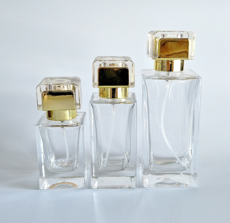 30ml 50ml 100ml Square Spray Glass Perfume Empty Bottle with sprayer pump