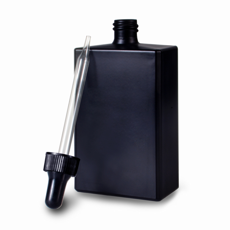 30ml 50ml 100ml clear matte black square rectangle glass dropper bottle for essential oil e liquid