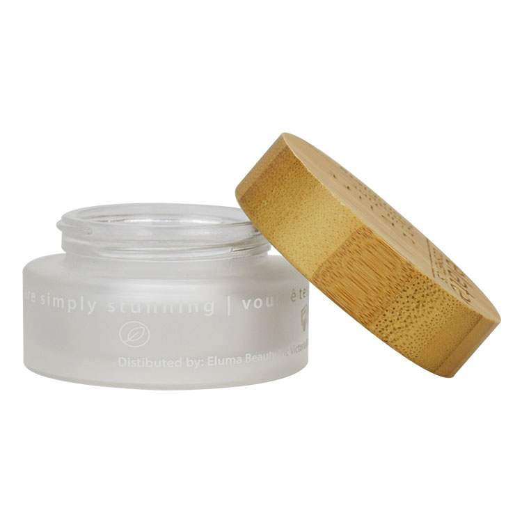 30ml 50ml 100ml cosmetic cream jar frosted cosmetic glass jars with bamboo lid