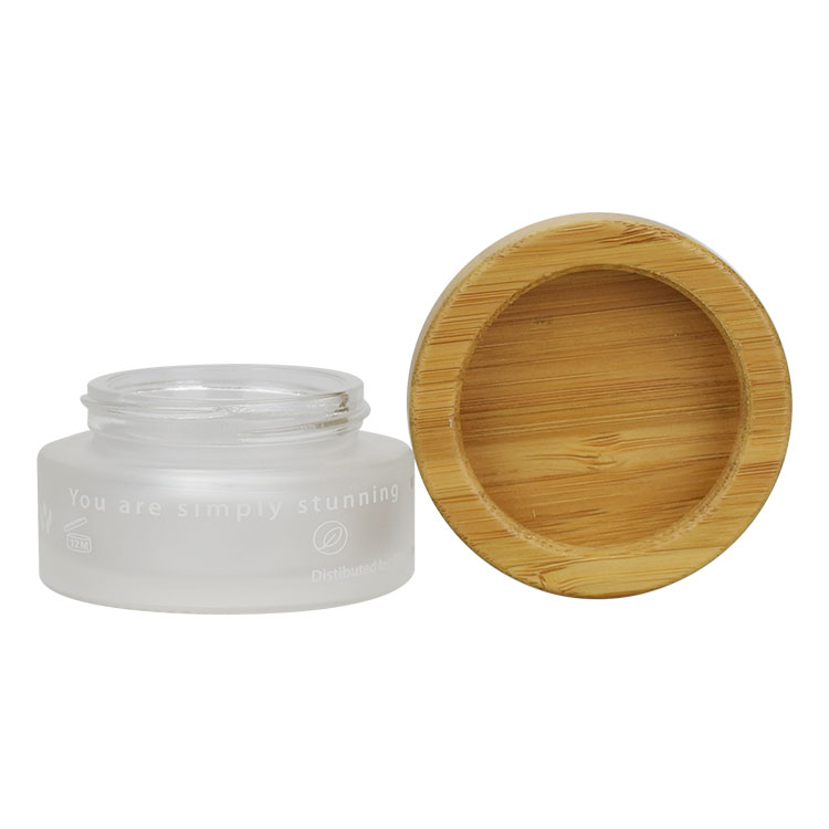 30ml 50ml 100ml cosmetic cream jar frosted cosmetic glass jars with bamboo lid