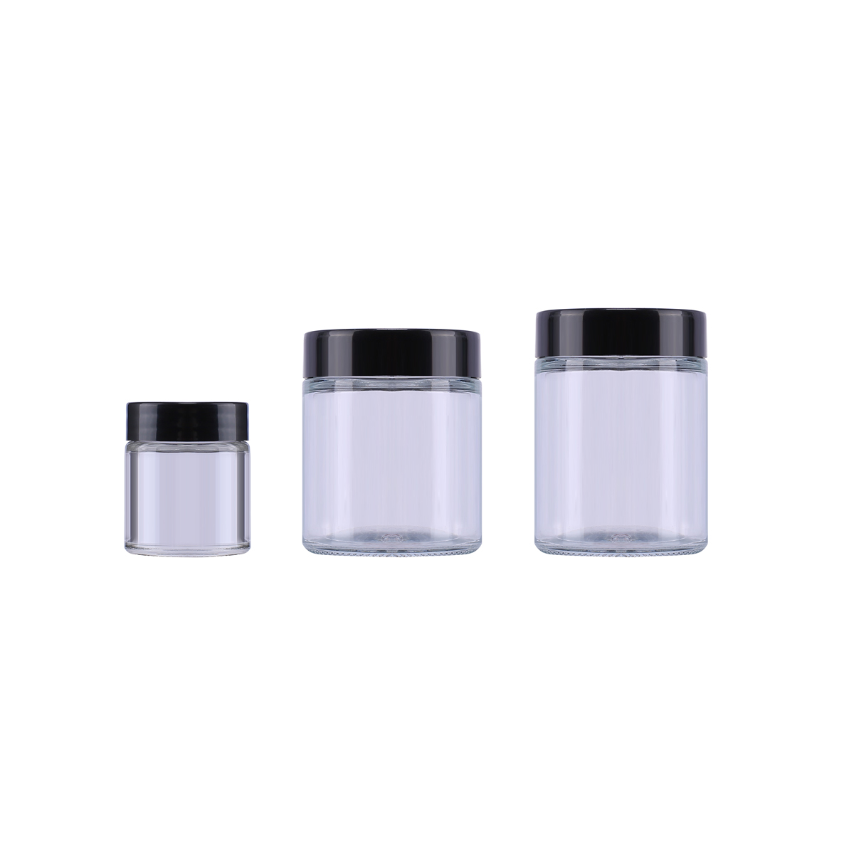 30ml 50ml 100ml custom jar glass Clear glass food storage jar glass cosmetic jar with black lid