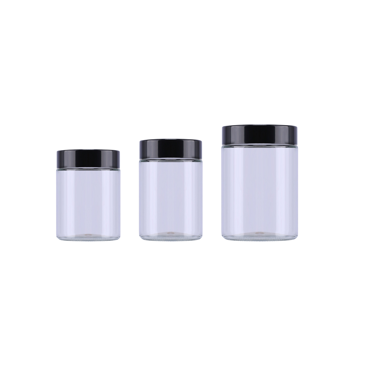 30ml 50ml 100ml custom jar glass Clear glass food storage jar glass cosmetic jar with black lid