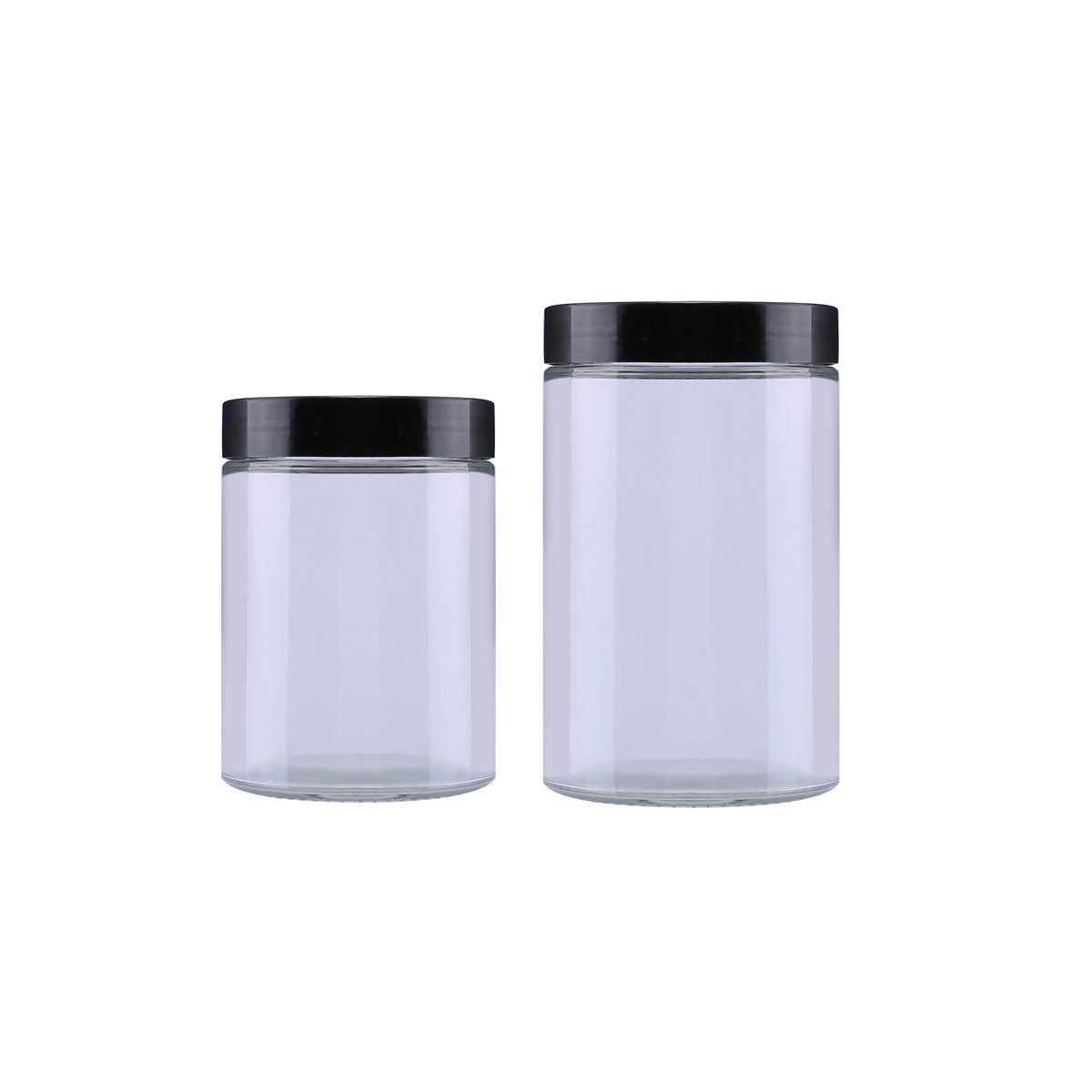 30ml 50ml 100ml custom jar glass Clear glass food storage jar glass cosmetic jar with black lid