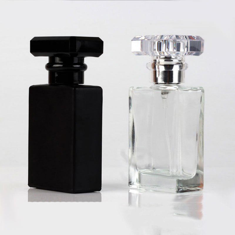 30ml 50ml 100ml envases cosmeticos Elegant black clear Rectangle Shape Empty Glass Perfume Bottle 30ml 50ml 100ml