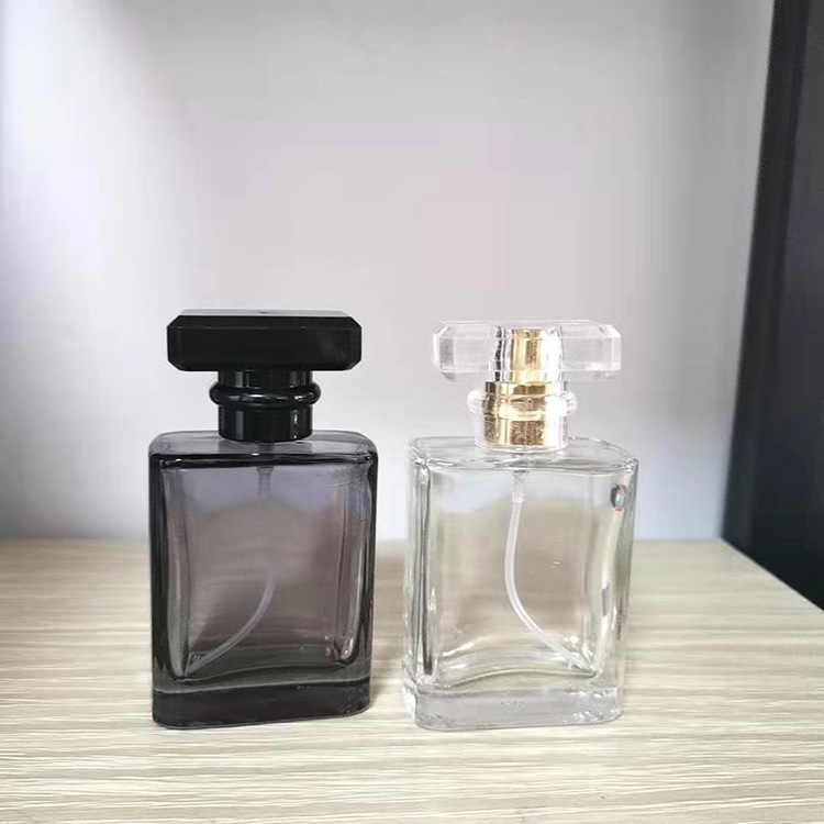 30ml 50ml 100ml envases cosmeticos Elegant black clear Rectangle Shape Empty Glass Perfume Bottle 30ml 50ml 100ml
