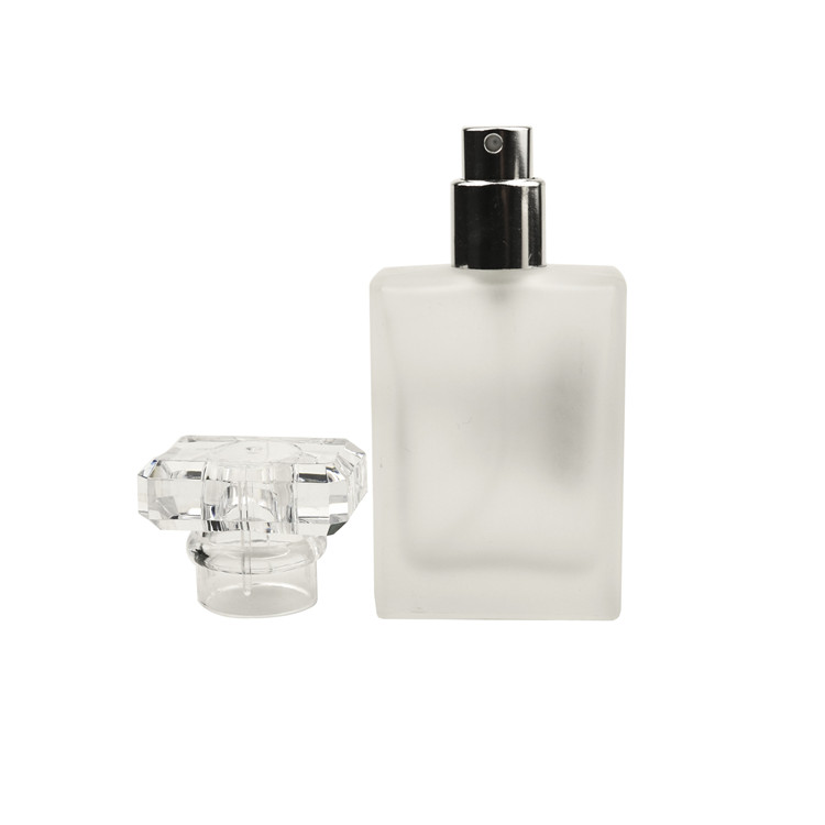 30ml 50ml 100ml flat rectangle glass bottle perfume long and thin crimp neck spray bottle fancy essential oil glass bottle