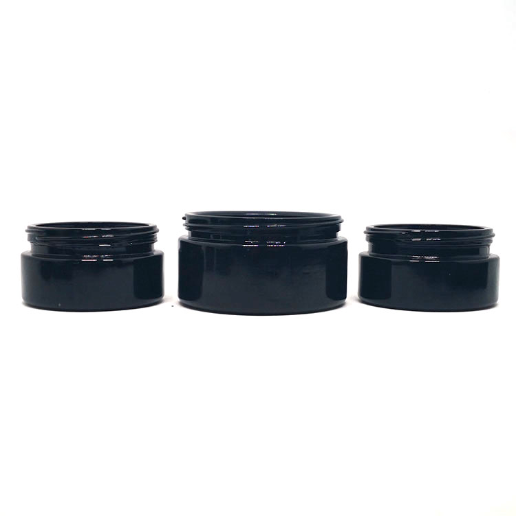 30ml 50ml 100ml flat shape wide mouth dark violet glass jars with black lid