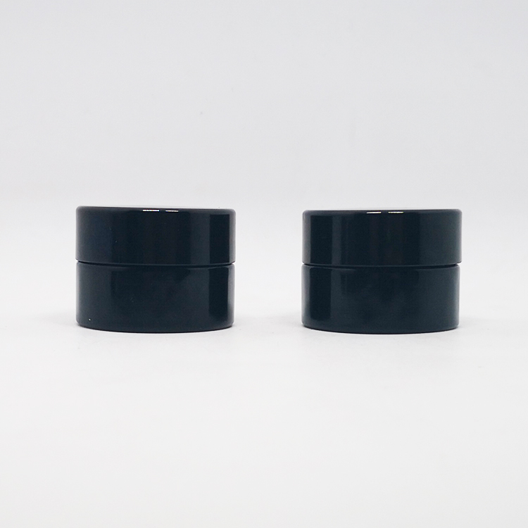 30ml 50ml 100ml flat shape wide mouth dark violet glass jars with black lid