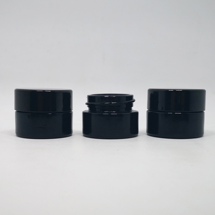 30ml 50ml 100ml flat shape wide mouth dark violet glass jars with black lid