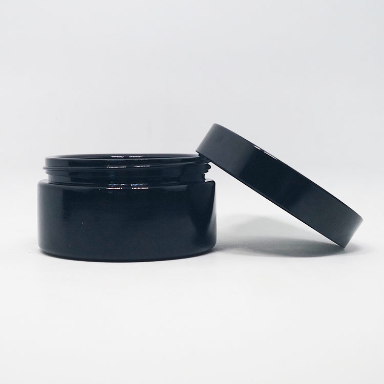30ml 50ml 100ml flat shape wide mouth dark violet glass jars with black lid
