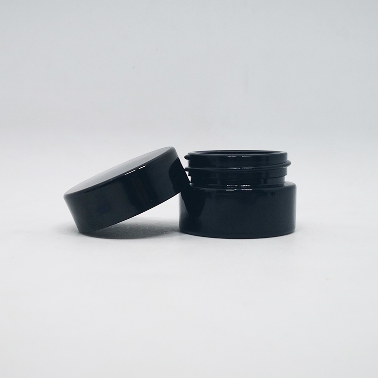 30ml 50ml 100ml flat shape wide mouth dark violet glass jars with black lid