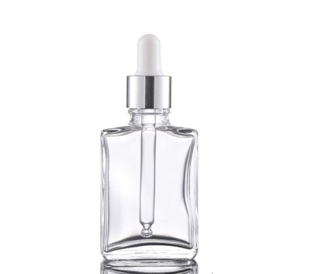 30ml 50ml 100ml flat square transparent glass dropper bottle with glass dropper