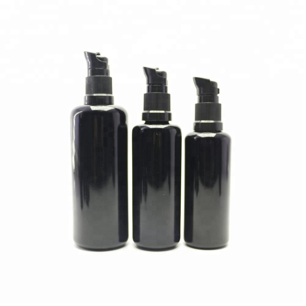 30ml 50ml 100ml lotion dark violet glass bottles with pump DV-09S