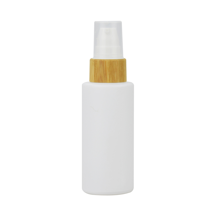 30ml 50ml 100ml mat white skin care cream glass bottles with bamboo pump lid