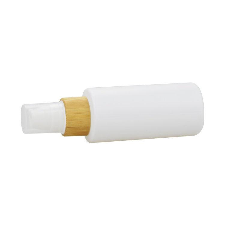 30ml 50ml 100ml mat white skin care cream glass bottles with bamboo pump lid