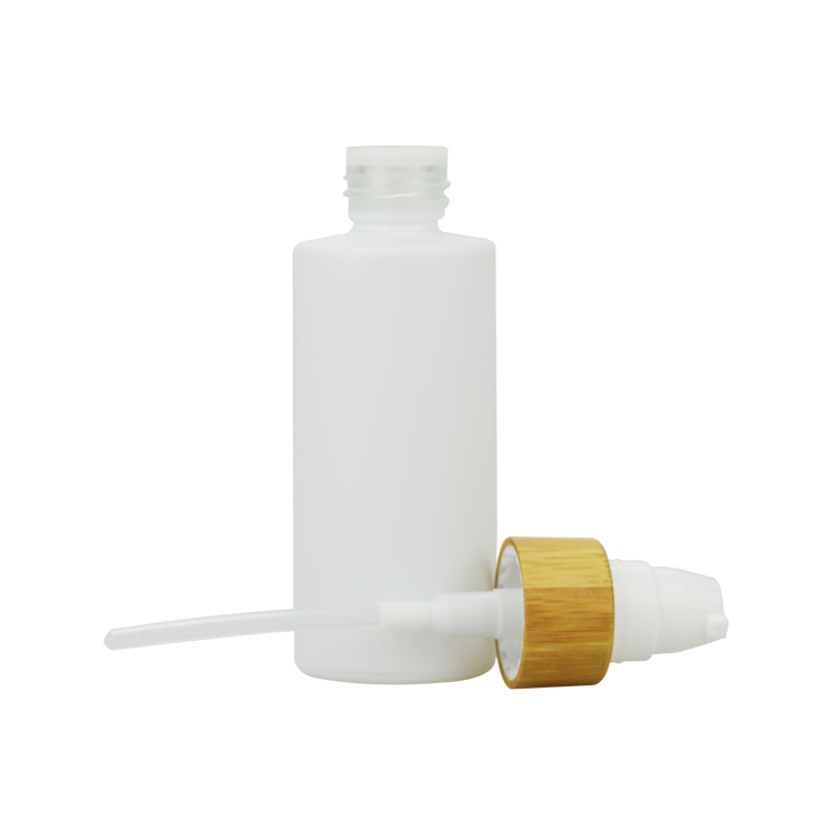 30ml 50ml 100ml mat white skin care cream glass bottles with bamboo pump lid