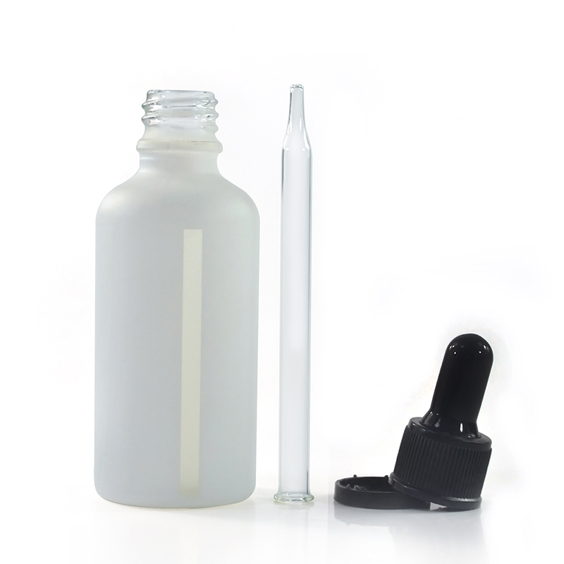 30ml 50ml 100ml matt white glass dropper bottle with window for cosmetic packing