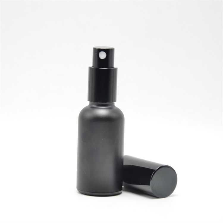30ml 50ml 100ml matte black essential oil frosted glass bottle with dropper and roller and spray