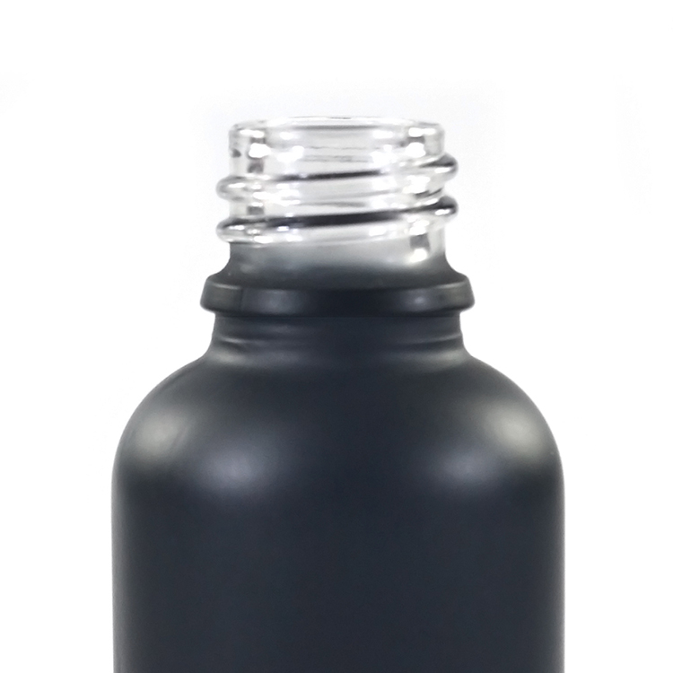 30ml 50ml 100ml matte black essential oil frosted glass bottle with dropper and roller