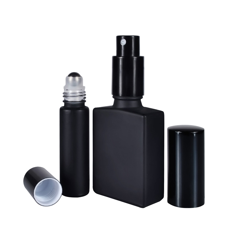 30ml 50ml 100ml rectangle glass black perfume bottle with spray pump cap