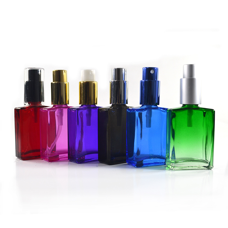 30ml 50ml 100ml rectangle glass black perfume bottle with spray pump cap