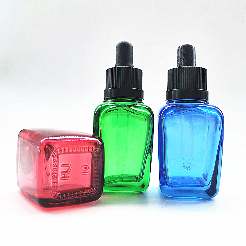 30ml 50ml 100ml square cosmetic essential oil dropper bottle with press dropper