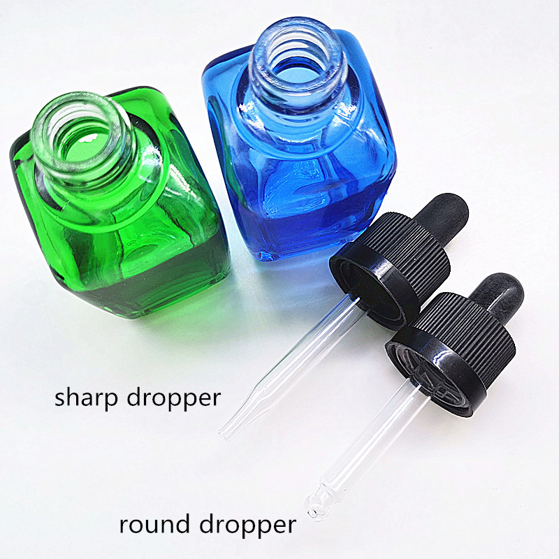 30ml 50ml 100ml square cosmetic essential oil dropper bottle with press dropper