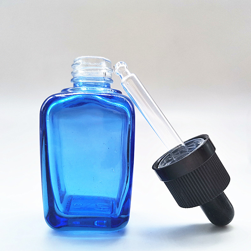 30ml 50ml 100ml square cosmetic essential oil dropper bottle with press dropper