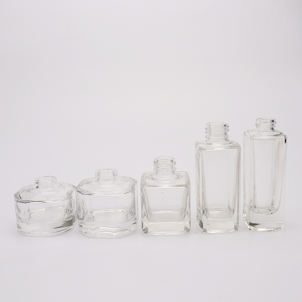 30ml 50ml 100ml square shape customized transparent glass cosmetic liquid foundation bottles